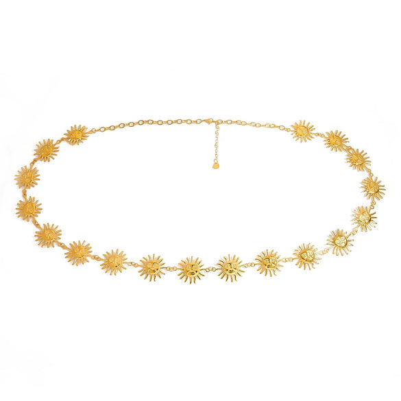 Stainless Steel Pearl Waist Chain With Sunflower Pendant Electroplated 18K Gold Colorpreserving Women's Body Jewelry