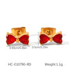 Stainless Steel Pearl Zircon Earrings Geometric Style Jewelry For Women