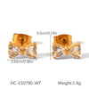 Stainless Steel Pearl Zircon Earrings Geometric Style Jewelry For Women