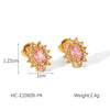 Stainless Steel Pearl Zircon Earrings Geometric Style Jewelry For Women