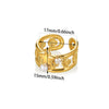 Stainless Steel Pearl Zircon Geometric Hollow Opening Ring For Women Electroplated