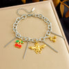 Stainless Steel Pendant Bracelet With Animal Zodiac And Flower Patterns Electroplated For Women