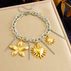 Stainless Steel Pendant Bracelet With Animal Zodiac And Flower Patterns Electroplated For Women