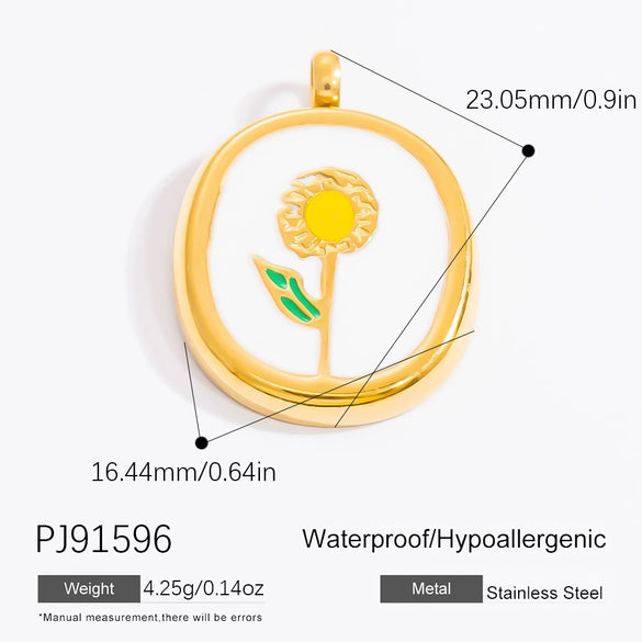 Stainless Steel Pendant Daisy Butterfly Oil Drop Totem Fashion Ol Handmade Jewelry Accessories