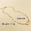 Stainless Steel Pendant Fashion Clavicle Chain Jewelry With Freshwater Pearl And 14K Gold Plated Electroplating