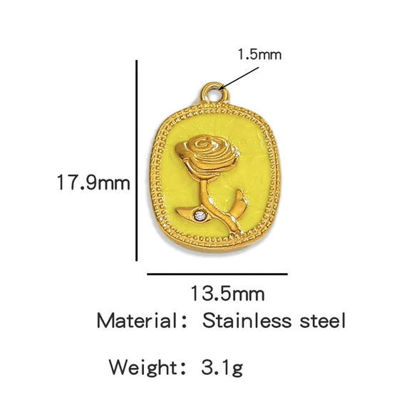 Stainless Steel Pendant Jewelry Accessories With Retro Oil Dripping Design And Rose Diamond Shape