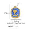 Stainless Steel Pendant Jewelry Accessories With Retro Oil Dripping Design And Rose Diamond Shape