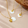 Stainless Steel Pendant Necklace Beach Ocean Style Gold Plated With Starfish Conch Shell Turtle Animal Zodiac Design