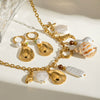 Stainless Steel Pendant Necklace With Clavicle Chain And Titanium Steel Ear Buckle Niche Earrings