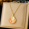 Stainless Steel Pendant Necklace With Cute Cartoon Gradient Oil Drop Multicolor Shell Marine Life Animal Zodiac Pattern And Inlaid With Gold Design