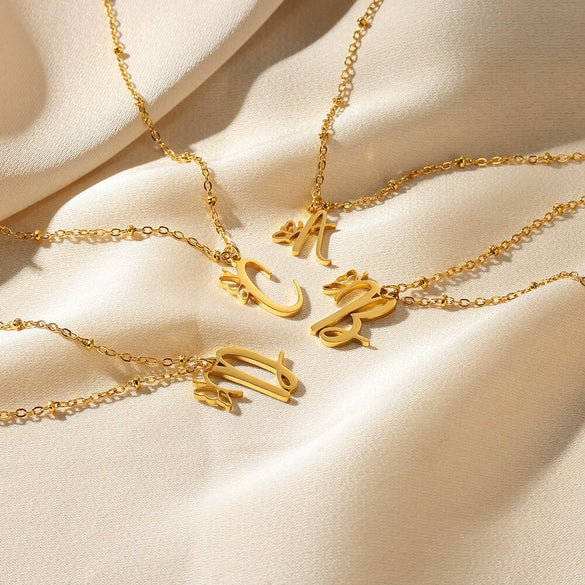 Stainless Steel Pendant Necklace With English Letters And Butterfly Design Electroplated For Women Wholesale