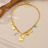 Stainless Steel Pendant Necklace With Goldplated Heart And Star Shapes Electroplated Processing For Women