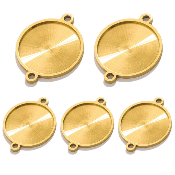 Stainless Steel Pendant With Round Base Tray Carved And Return Pattern Electroplated Accessories