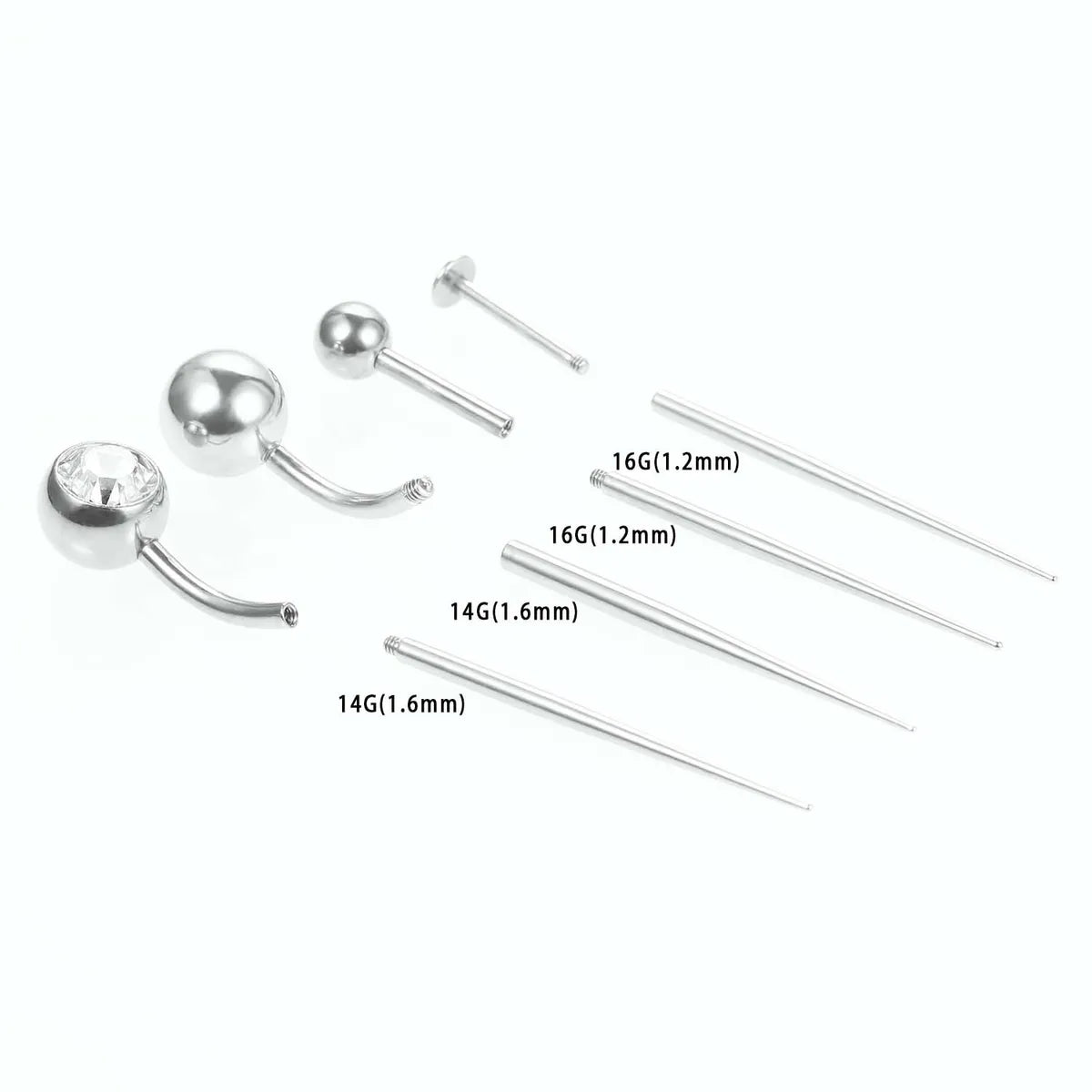 Stainless Steel Perforated Auxiliary Guide Rod Inside And Outside Threaded Rods Piercing Tattoo Navel Stud Labret Connecting Rod To Avoid Scratches