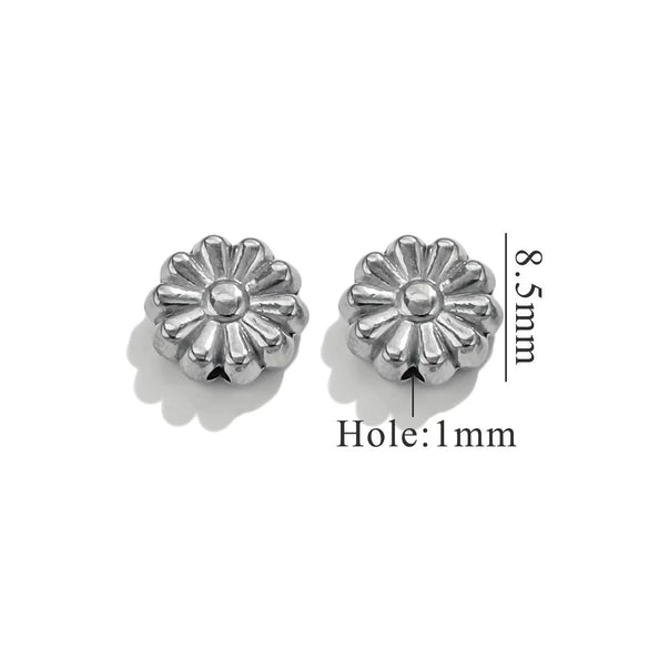 Stainless Steel Perforated Lavender Floret Spacer Beads Gold Pendant Necklace With Totem Pattern Electroplated For Diy Jewelry And Bracelet Wholesale