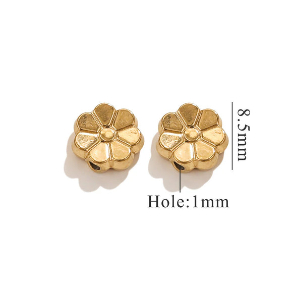 Stainless Steel Perforated Lavender Floret Spacer Beads Gold Pendant Necklace With Totem Pattern Electroplated For Diy Jewelry And Bracelet Wholesale