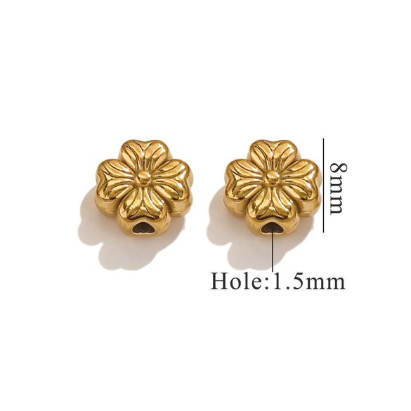 Stainless Steel Perforated Lavender Floret Spacer Beads Gold Pendant Necklace With Totem Pattern Electroplated For Diy Jewelry And Bracelet Wholesale