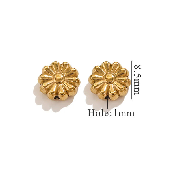 Stainless Steel Perforated Lavender Floret Spacer Beads Gold Pendant Necklace With Totem Pattern Electroplated For Diy Jewelry And Bracelet Wholesale
