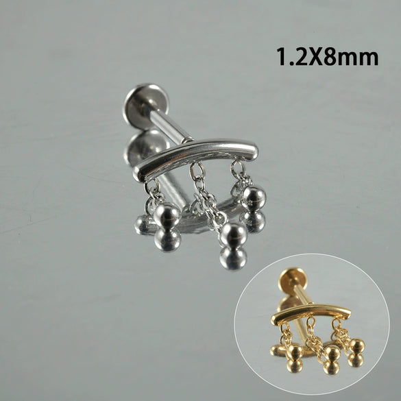 Stainless Steel Perforated Lip Nail Fivestar Heart Moon Chain Earrings Electroplated Simple Style