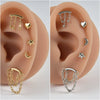 Stainless Steel Perforated Lip Nail Fivestar Heart Moon Chain Earrings Electroplated Simple Style