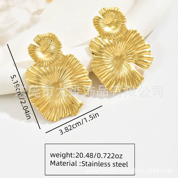 Stainless Steel Personality Geometric Flower Stamping Women's Earrings