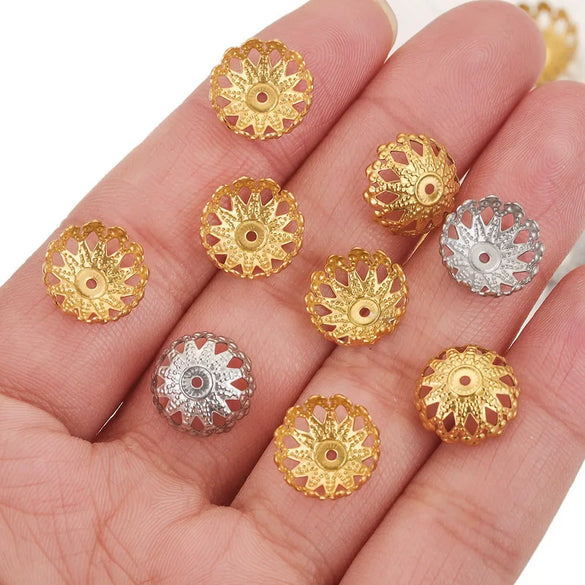 Stainless Steel Petal Bead Cap Tori Bead Vacuum Electroplated Totem Jewelry Making Gasket