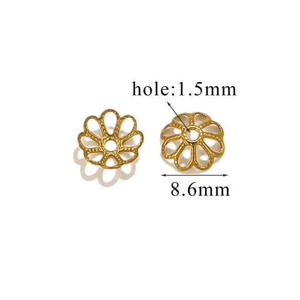 Stainless Steel Petal Torus Bead Cap Jewelry Making Material With Totem Pattern And Electroplating Treatment
