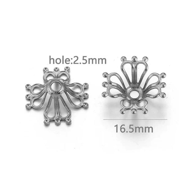Stainless Steel Petal Torus Bead Cap Jewelry Making Material With Totem Pattern And Electroplating Treatment