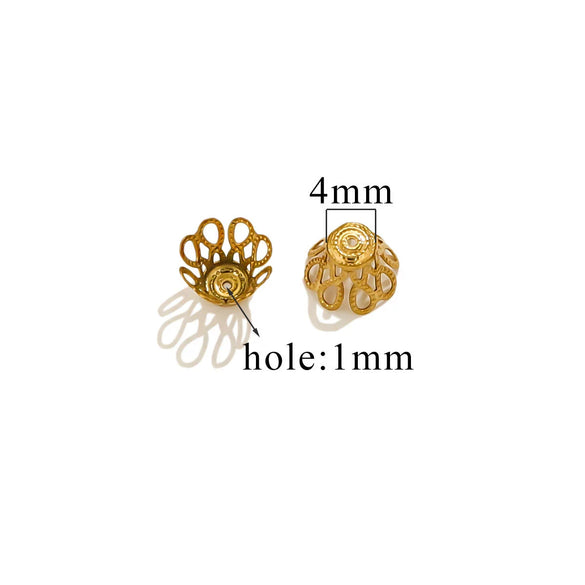 Stainless Steel Petal Torus Bead Cap Jewelry Making Material With Totem Pattern And Electroplating Treatment