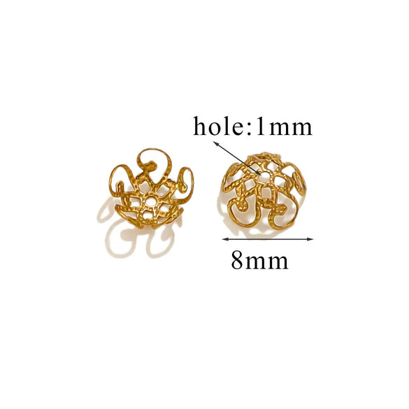 Stainless Steel Petal Torus Bead Cap Jewelry Making Material With Totem Pattern And Electroplating Treatment