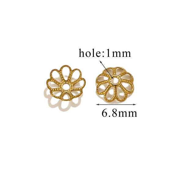 Stainless Steel Petal Torus Bead Cap Jewelry Making Material With Totem Pattern And Electroplating Treatment
