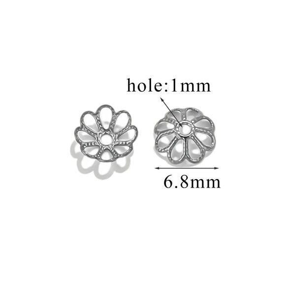 Stainless Steel Petal Torus Bead Cap Jewelry Making Material With Totem Pattern And Electroplating Treatment