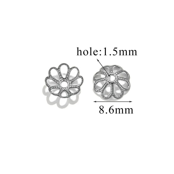 Stainless Steel Petal Torus Bead Cap Jewelry Making Material With Totem Pattern And Electroplating Treatment