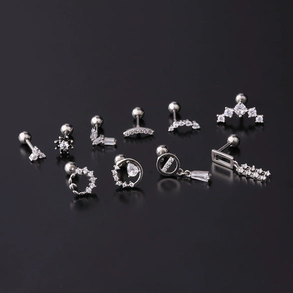 Stainless Steel Piercing Earrings Geometric Electroplated Fashion Jewelry