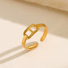 Stainless Steel Pig Nose Ring With Geometric Design Opening Adjustable Electroplated Ring For Women