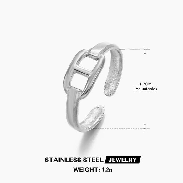 Stainless Steel Pig Nose Ring With Geometric Design Opening Adjustable Electroplated Ring For Women