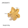 Stainless Steel Plain Open Bracelet With Pearl Flower Ring Electroplated Titanium Steel Jewelry