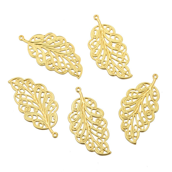 Stainless Steel Plant Flowers Style Leaf Earrings Pendant And Hairpin Accessories With Electroplating
