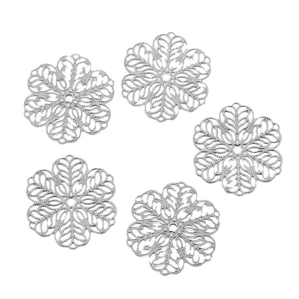 Stainless Steel Plant Flowers Style Leaf Earrings Pendant And Hairpin Accessories With Electroplating