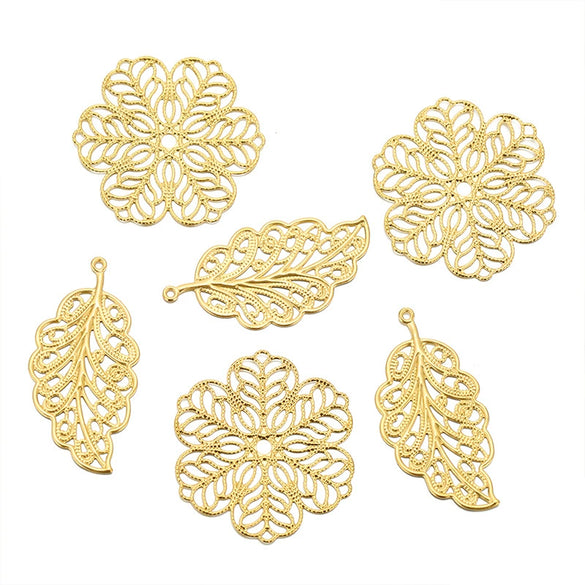 Stainless Steel Plant Flowers Style Leaf Earrings Pendant And Hairpin Accessories With Electroplating