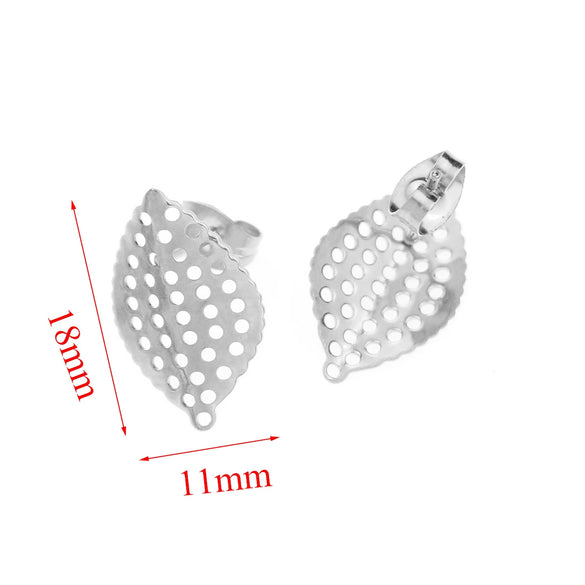 Stainless Steel Plant Flowers Style Leaf With Ring Round Bead Earring Accessories Vacuum Gold Plated Handmade