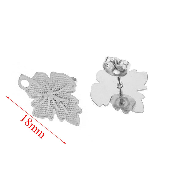 Stainless Steel Plant Flowers Style Leaf With Ring Round Bead Earring Accessories Vacuum Gold Plated Handmade