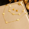 Stainless Steel Plants And Flowers Fashion Accessories Set Necklace Earrings Bracelet Electroplating