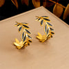 Stainless Steel Plants And Flowers Style Gold Plated Jewelry Set For Women Earrings Necklace