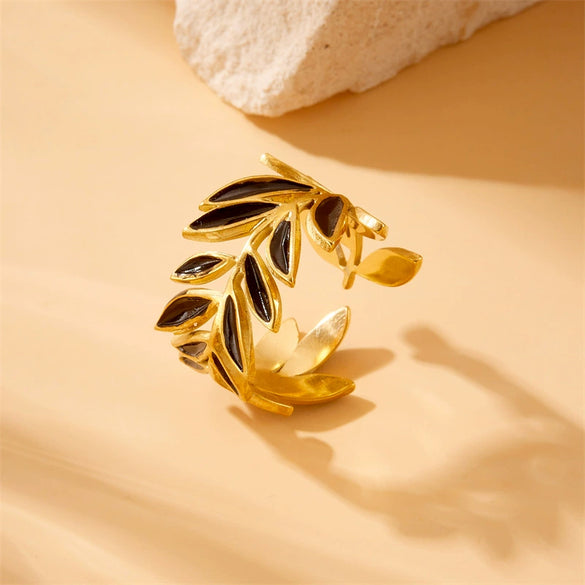 Stainless Steel Plants And Flowers Style Gold Plated Jewelry Set For Women Earrings Necklace