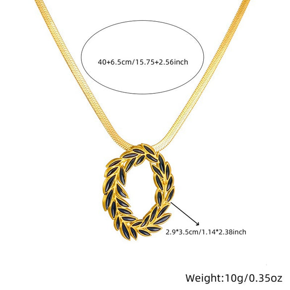 Stainless Steel Plants And Flowers Style Gold Plated Jewelry Set For Women Earrings Necklace