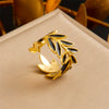 Stainless Steel Plants And Flowers Style Gold Plated Jewelry Set For Women Earrings Necklace