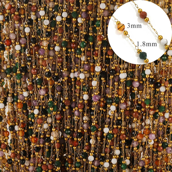Stainless Steel Plated Crystal Bead Chain Diy Handmade Material For Bracelet Necklace