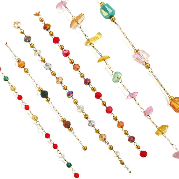 Stainless Steel Plated Crystal Bead Chain Diy Handmade Material For Bracelet Necklace