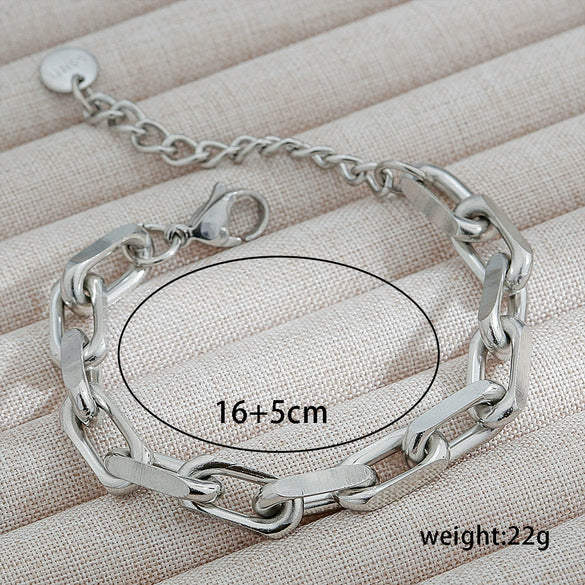 Stainless Steel Plated Cuban Coarse Chain Hiphop U Shape Unisex Bracelet With Electroplating Treatment